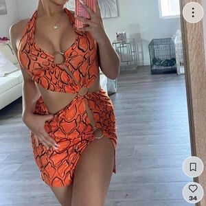 fashion nova Orange Cutout Halter Dresss